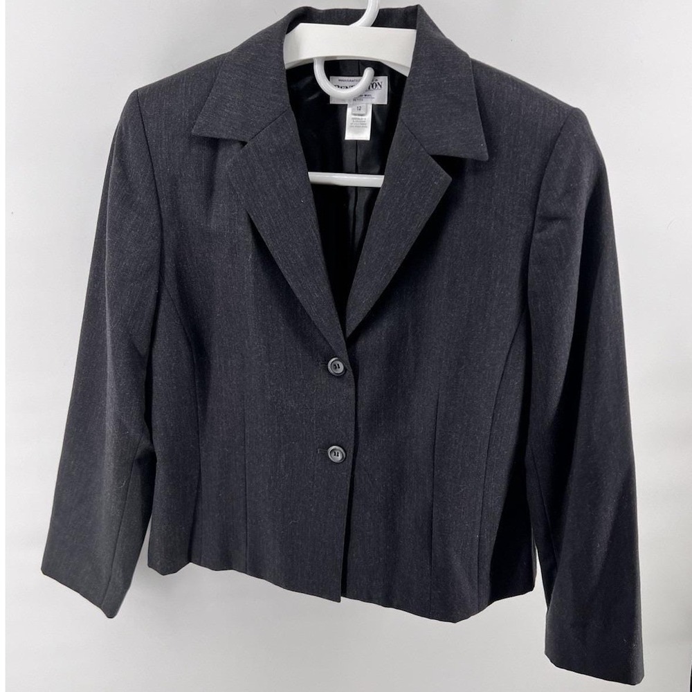 Vintage Pendleton Blazer Womens 12P Charcoal Gray 100% Virgin Wool Office‎ Core